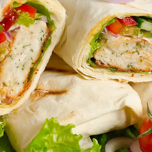 Wrap sandwich with fresh vegetables